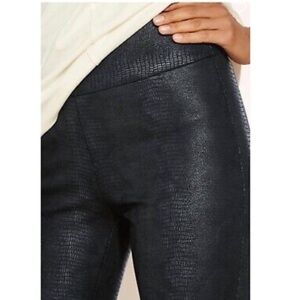 Soft Surroundings Black Snakeskin Metallic Leggings Pull On Stretch Small NWOT